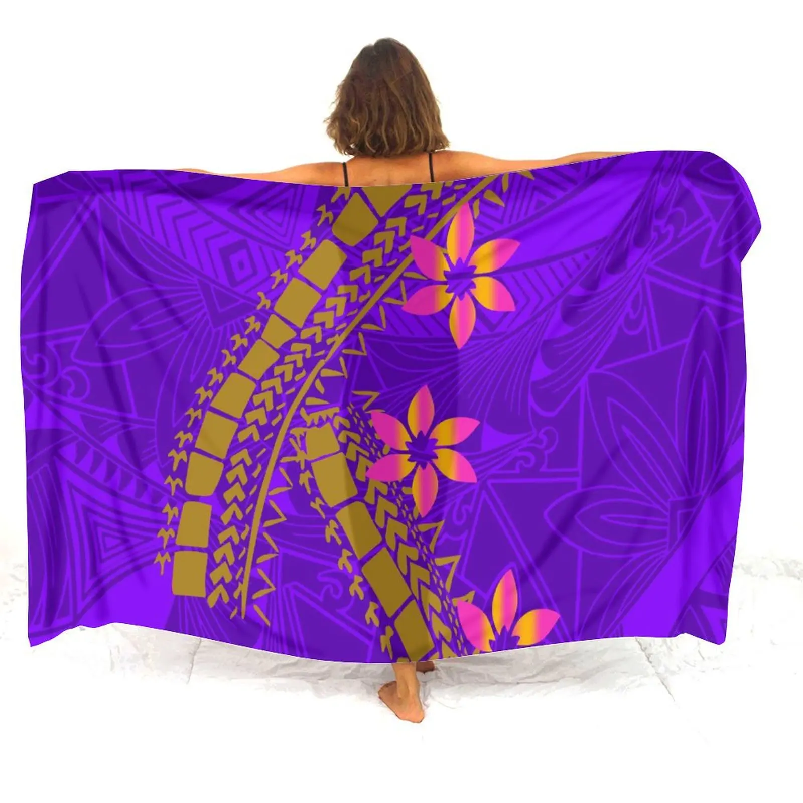 Bikini cubrir chal falda para la playa mujeres polinesio personalizado Retro moda pareos playa abrigo isla Sarong traje de baño mujer Sarong