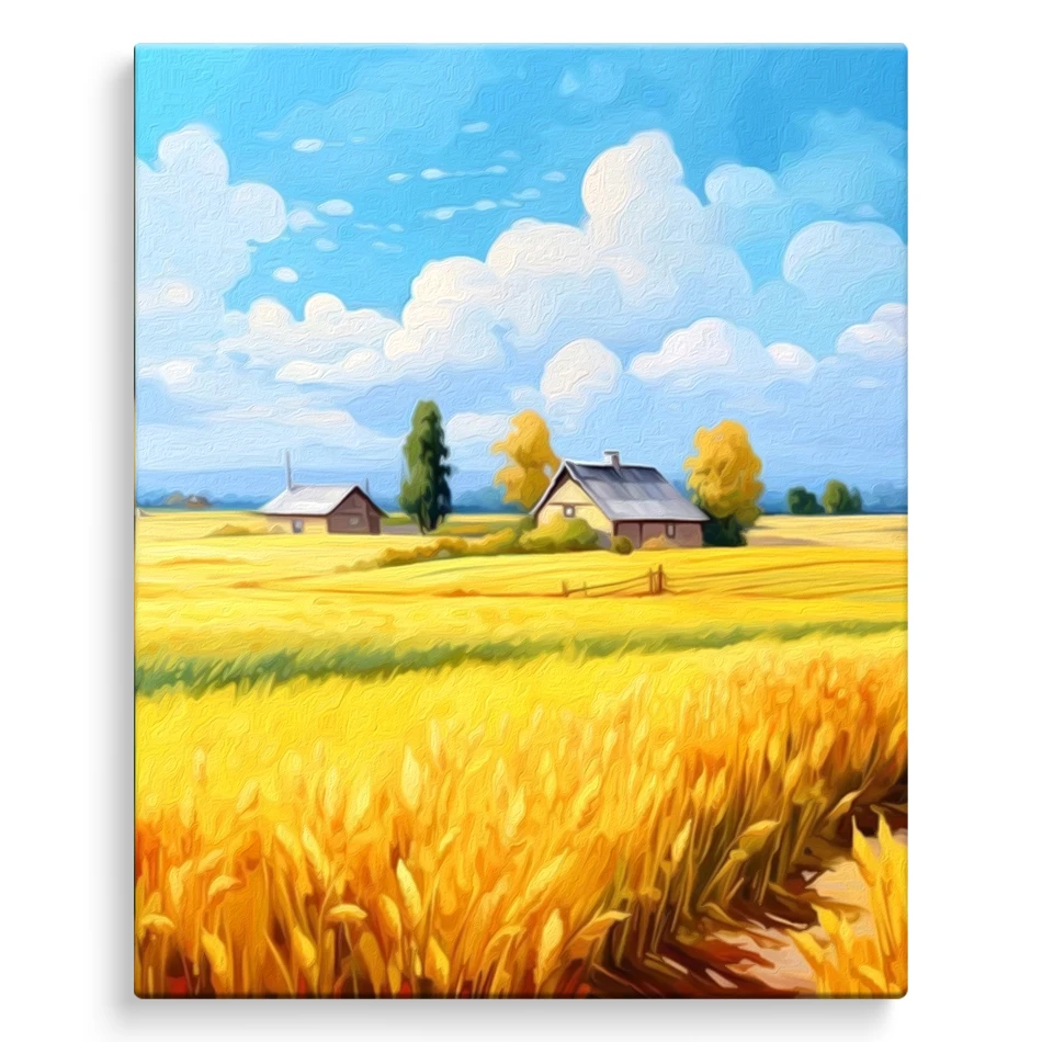 SDOYUNO Painting Paints By Numbers For Beginner Golden Wheat Field Landscape Scenery Picture Frame Simple Canvas Painting