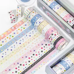 MINKYS 12 Rolls One Box Star Graffiti Hand Tent Decorative Masking Tape School Stationery Accessories