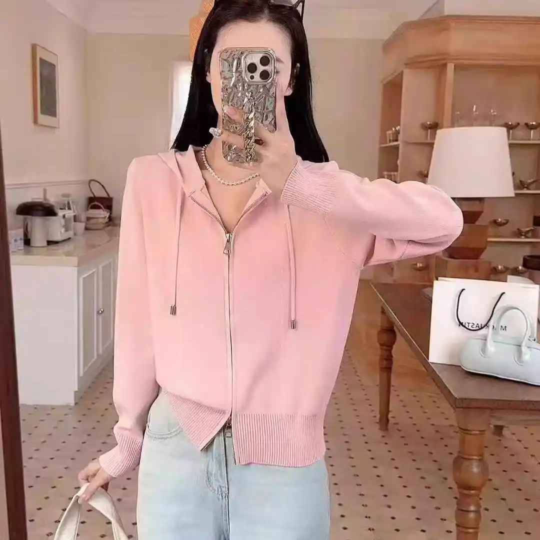 

Cardigans Korean Style Sweaters Womens Autumn Preppy Elastic Button Semi-Turtleneck Material Decorative Fine Fold Raglan Cute OL