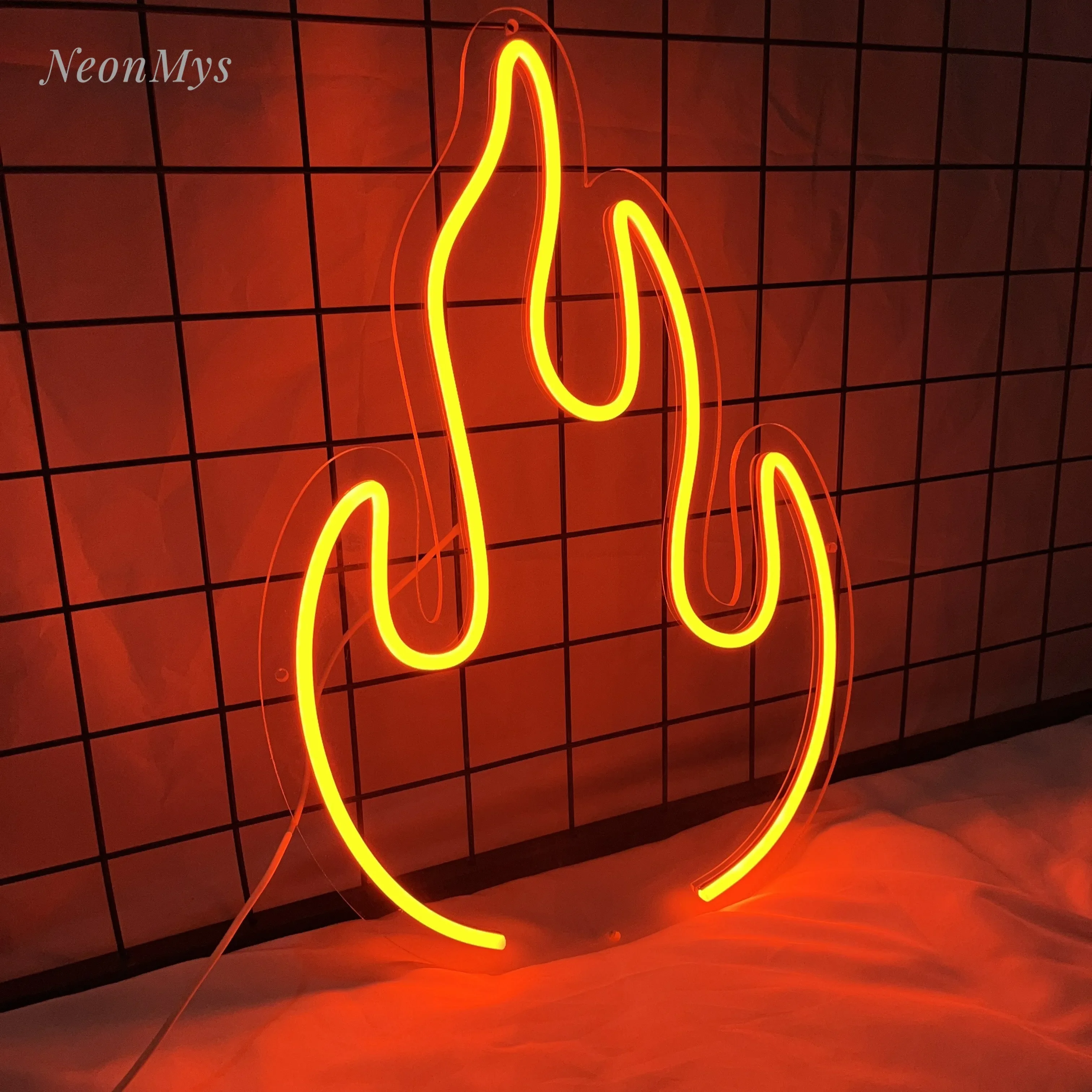 Flame Neon Sign E-sports Room Valentine's Day Gift Bedroom Kitchen Studio Gaming Room Birthday Party Fireplace Decor for Family