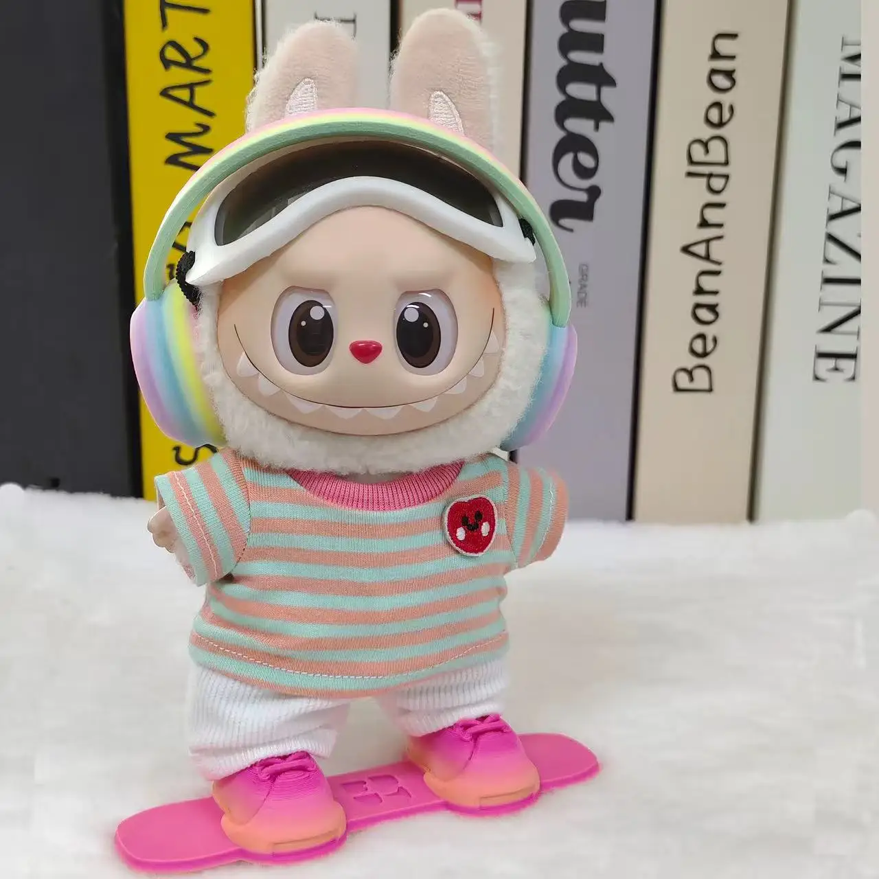 

For 15/17cm Vintage Trench Coat Skateboard Ski Board for labubu 3.0Doll Ski clothing set for Ropa Labubu Clothing Accessories