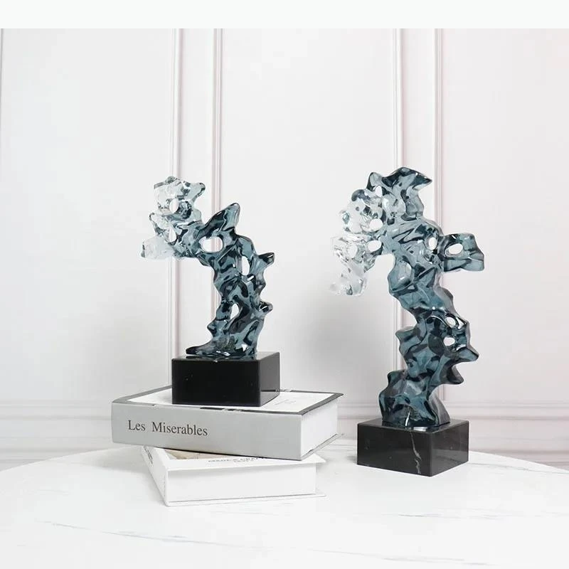 Transparent Taihu Rockery Resin Crafts Sculpture Desk Ornaments Artwork Living Room Decoration Modern Home Decor
