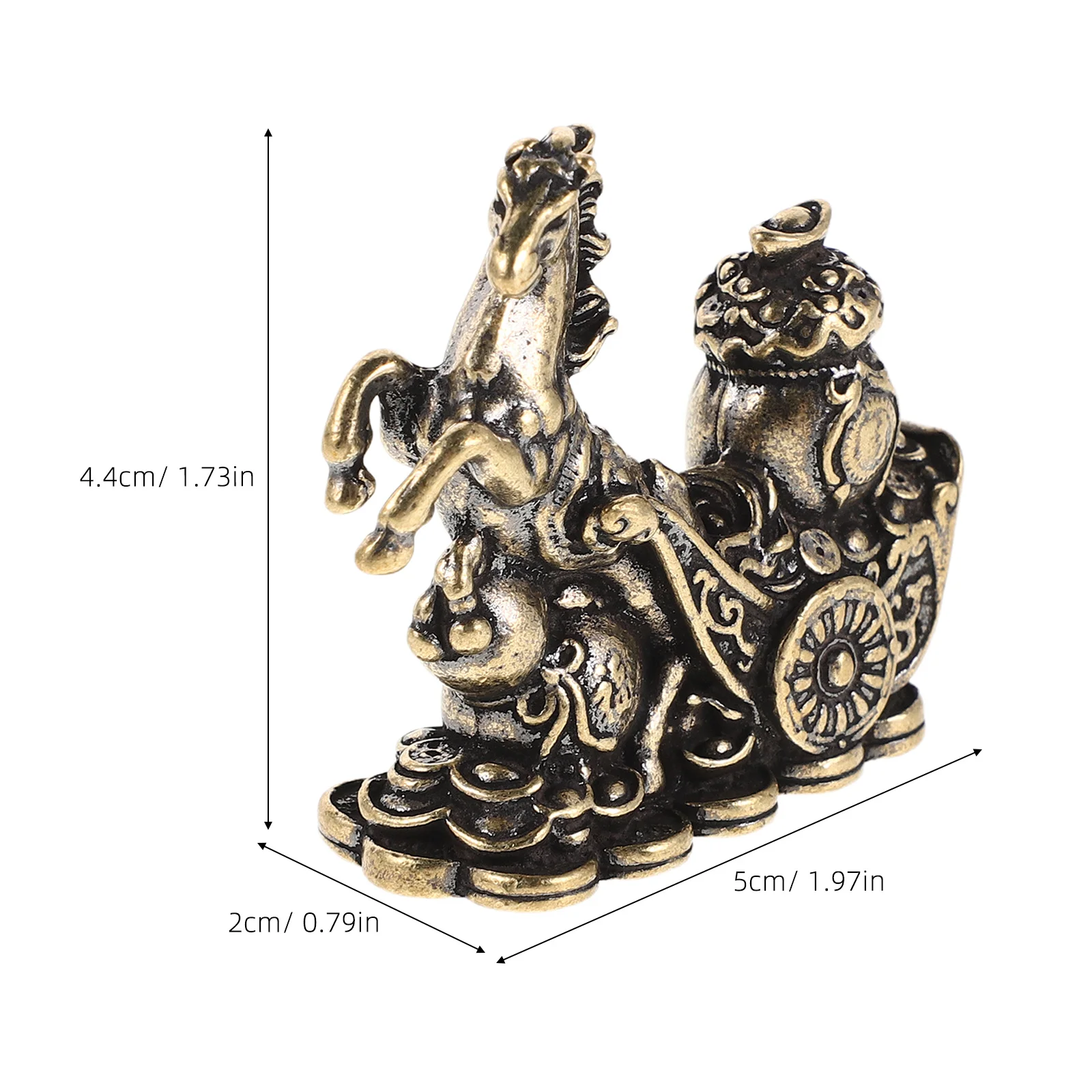 تمثال زودياك صيني نحاسي صغير لعام 2026 سنة الحصان فنغ شوي ديكور محظوظ للمنزل والمكتب لوحة قيادة السيارة-معدن ذهبي