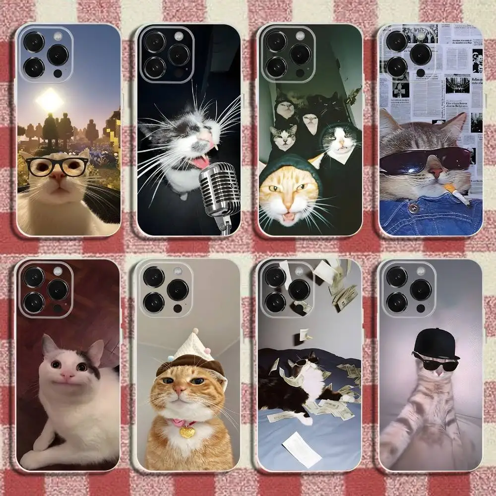 

Funny Cute Animal Cat Phone Case For iPhone 16,15,14,13,12,11 Pro,Max,Plus,X,XS,XR,SE,Mini Transparent Silicone Soft