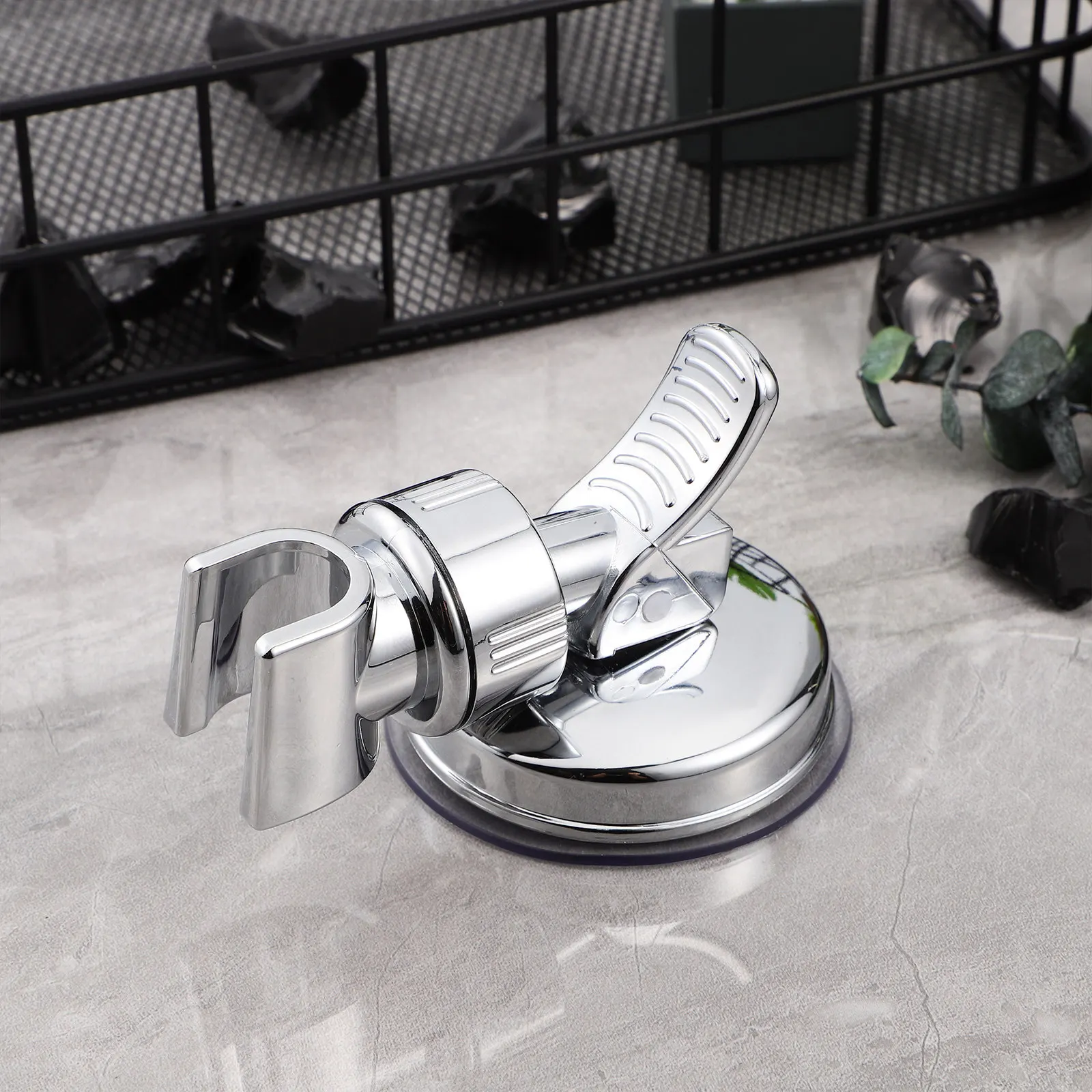 

2pcs Showering Head Holder Adjustable Suction Base No Drilling Removable For Bathroom Shower Accessories Durable Abs Build