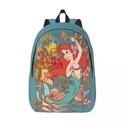 Custom Little Mermaid Ariel Cartoon Canvas Backpack Men Women Basic Bookbag for College School Bags