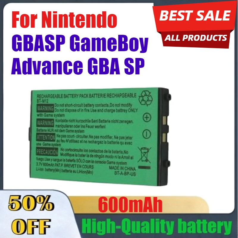 

600mAh High-Performance Lithium Battery for Nintendo GBASP GameBoy Advance GBA SP NDS Universal Built-in Batteries