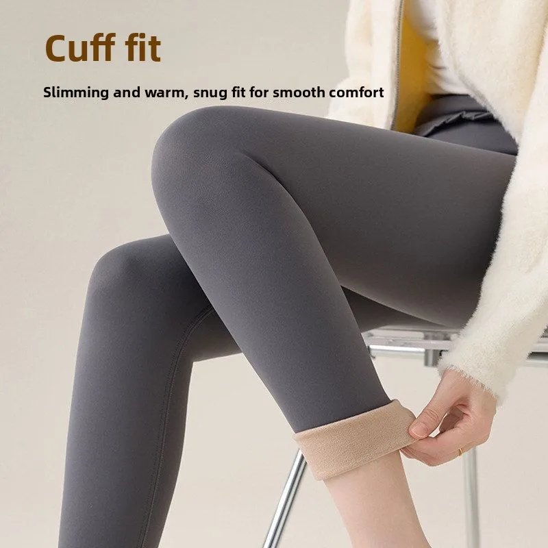 Thiened Fce اليوغا السراويل الخصر سفينة بيضاء الجلد تصميم الخريف الشتاء الدافئة طماق ملابس خارجية أنيقة