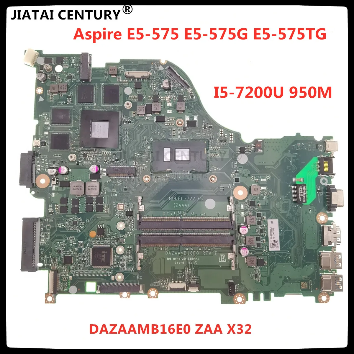 DAZAAMB16E0 For ACER Aspire E5-575 E5-575G I5-7200U 950M Laptop Motherboard  SR2ZU Notebook Mainboard N16P-GT-A2 DDR4