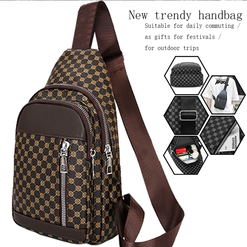 Bolso de pecho funcional de estilo neutro para mujeres y hombres con diseño de puntos de retales, adecuado para bolsos de un solo hombro de negocios
