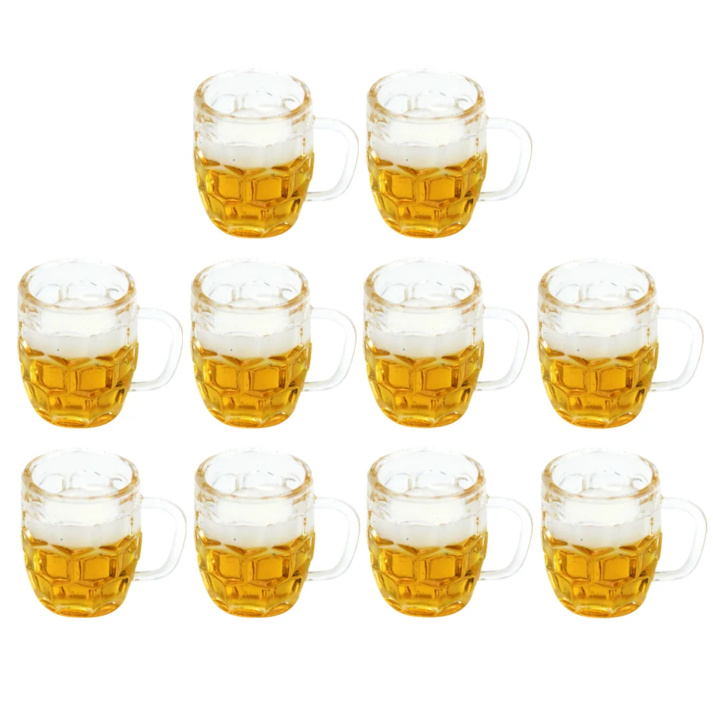 10 Pcs Simulation Beer Toy Tiny House Prop Micro Landscape Decorations Mini Photo Props Resin Desktop Mugs Child