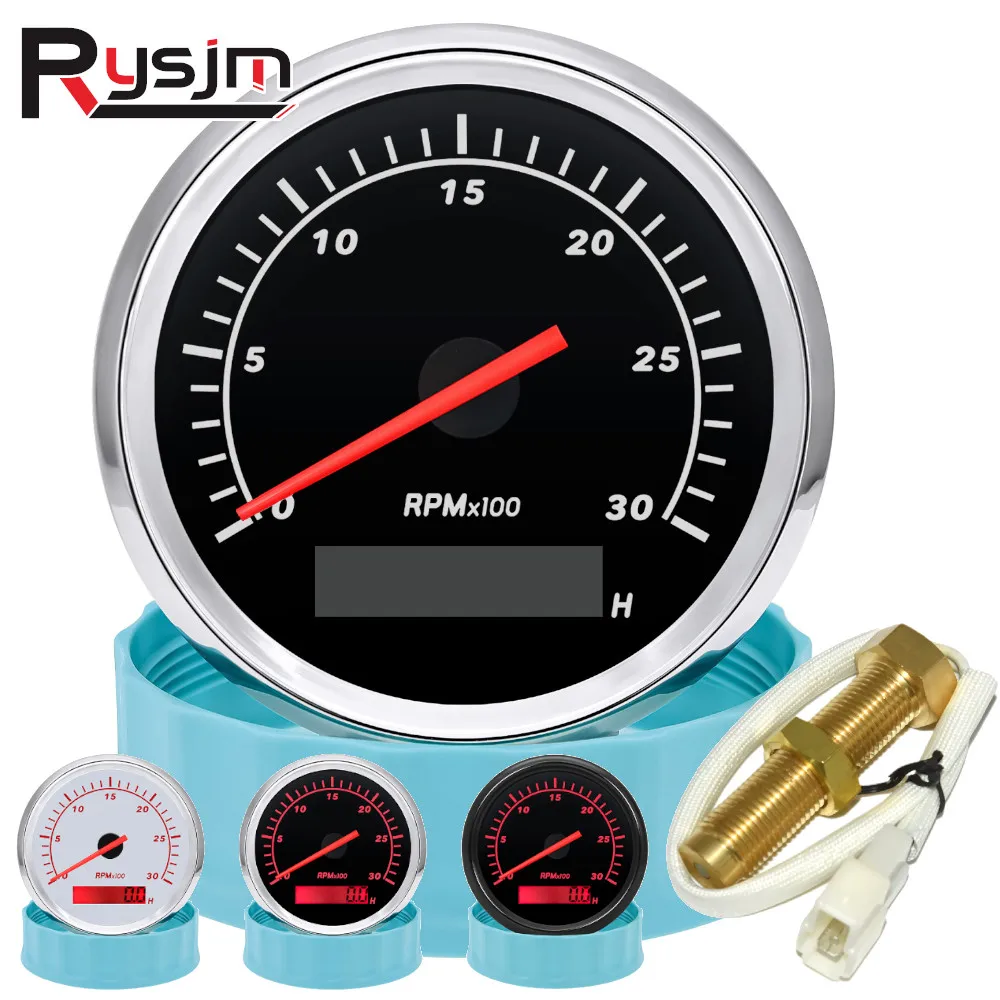 

3000RPM 4000RPM Meter Marine Boat Tachometer 85MM Gasoline Diesel Engine Tacho Gauge With LCD Hourmeter For Tacho Sensor M16 M18