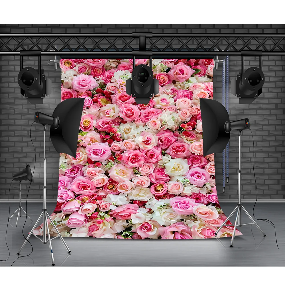Romantic Rose Wall Decoration Wedding Stage Photography Backdrops Valentine's Day Flower Backgrounds Birthday Photo Studio Props