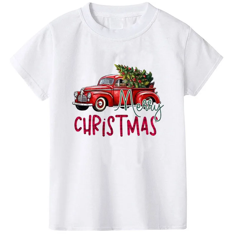 Cotton Christmas Kids Clothes Tops Xmas Coloured Cartoon Printed  Childrens T Shirt Quality Girls Clothes Fashion Boys T Shirt