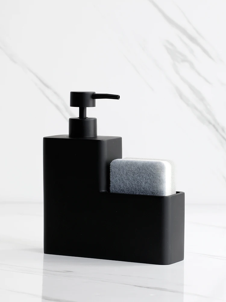 450ml Kitchen Dish Soap Dispenser Black Bathroom Liquid Soap Dispenser with Sponge Holder, Dish Soap Dispenser Pump Bottle