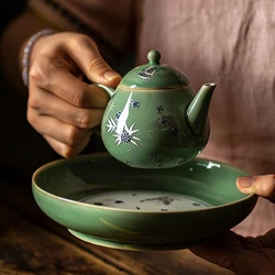 Love of Butterfly Gaiwan Tray for Women, Ceramic Little Teapot, Kung Fu Tea Set, Overglazed Color Figure, Personalized Creative