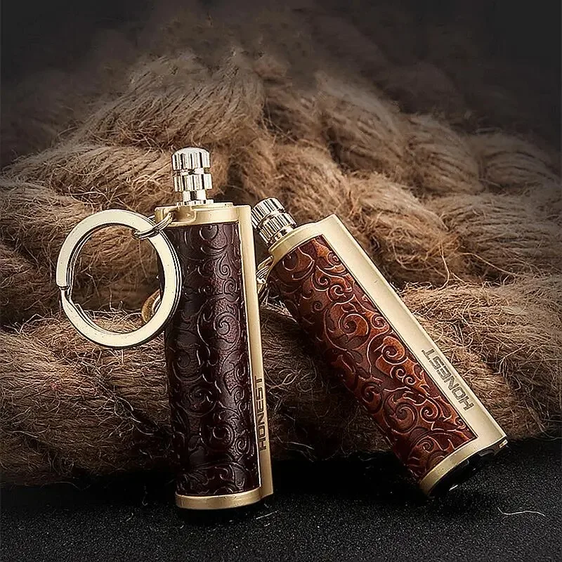 Retro Kerosene Lighter Waterproof Reusable Match Multifunctional Creative Outdoor Portable Waist Hanging Smoking Accessories