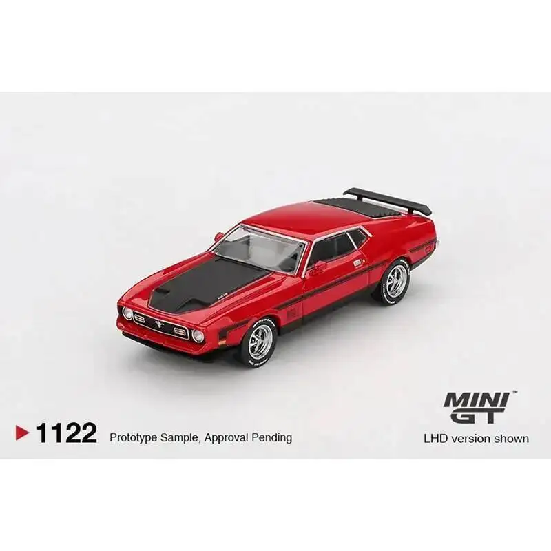 Przedsprzedaż MINIGT 1122 1:64 Ford Mustang Red Mach1 1971 Model Samochodu Wyścigowego z Odlewu Metalowego Kolekcja Zabawek