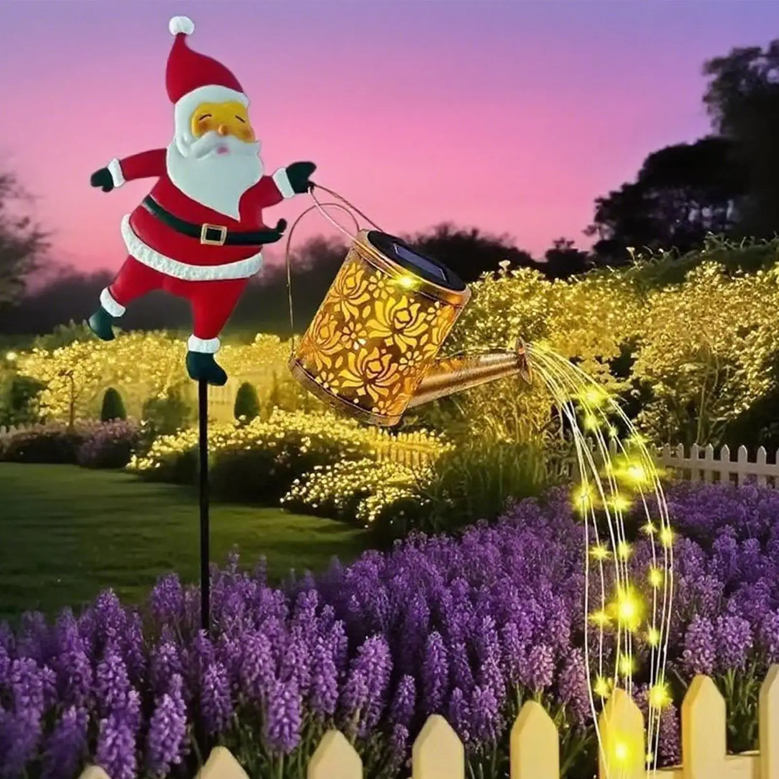 1pcs Christmas Solar Kettle Lights Garden Lawn Decorative Santa Claus Kettle Ground Lamp Solar LED Night Lights Outdoor Decor