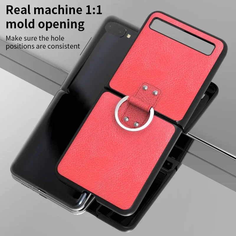 For Samsung Galaxy Z Flip Case Luxury PU Leather Ring Holder Cover For Galaxy Z Flip 1 2 Portable Cases