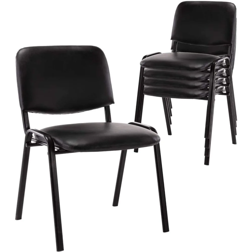

Conference Room Waiting Chairs 5 Pack Black Office Chairs No Wheels PU Leather Lobby Chairs Armless Desk Chair for Meeting/Guest