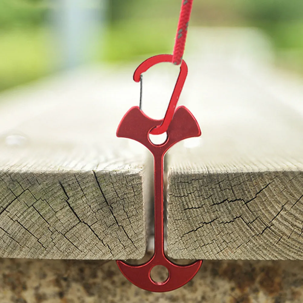 

2Pcs Camping Tent Stakes Heavy Duty Fish Bone Shaped Buckle Easy to Use Outdoor Spring Rope Buckle for Ground Nails