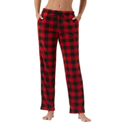 Women Fleece Pajama Pants Comfy Buffalo Plaid Pjs Bottoms with Pockets Sleep Lounge Pants