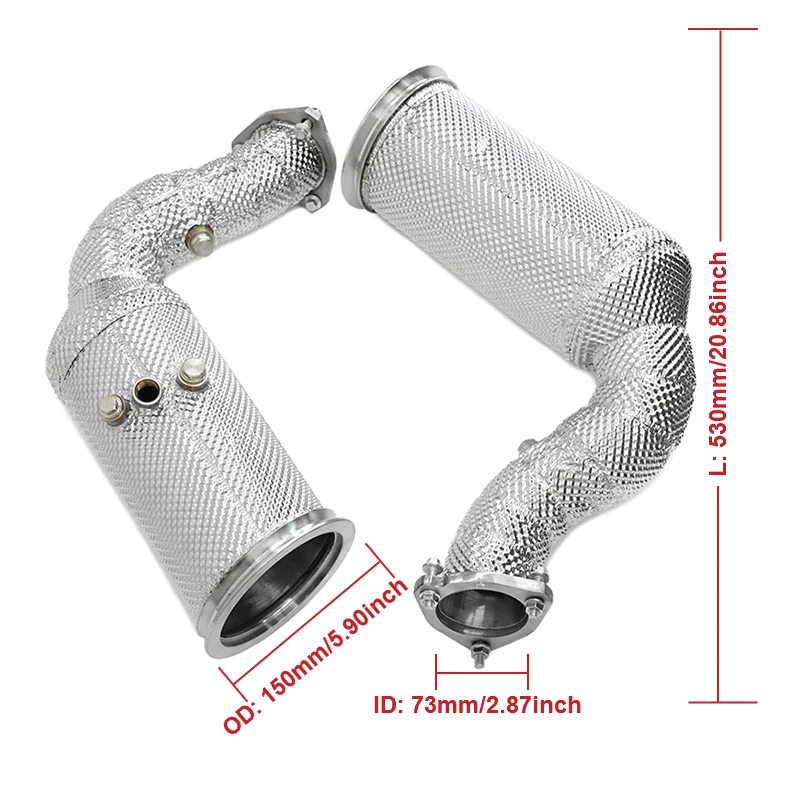 

Superior Quality Exhaust Catted Downpipe for 2012+ Lamborghini URUS 4.0 V8 Headers Exhaust Pipe with OPF Hole With Heat Shield