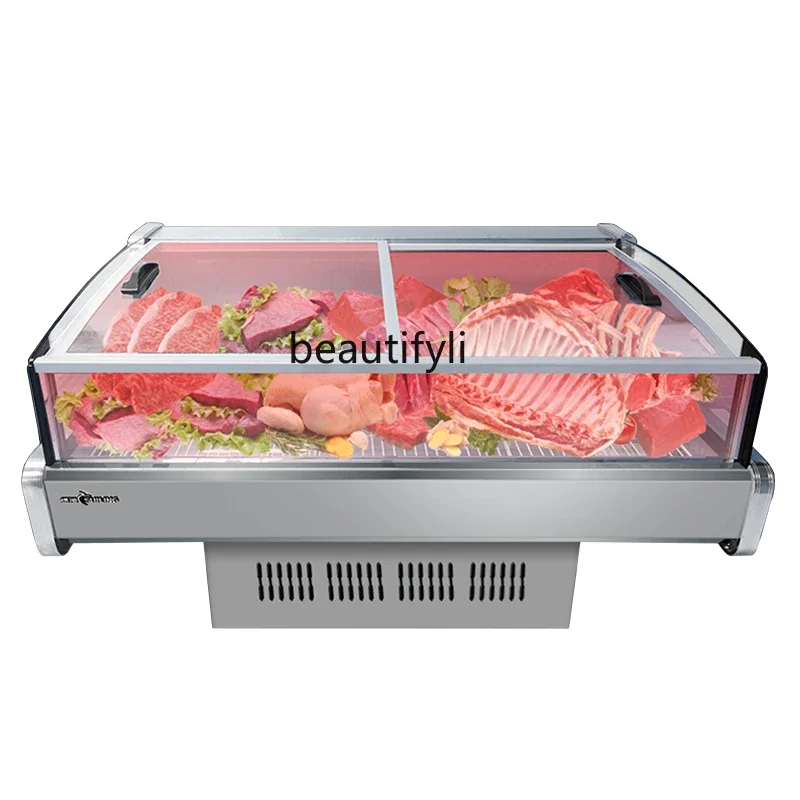 Freezer Cold Fresh Meat Cooked Food Display Cabinets Commercial Supermarket Fruit Preservation Freezer Sushi Refrigerator