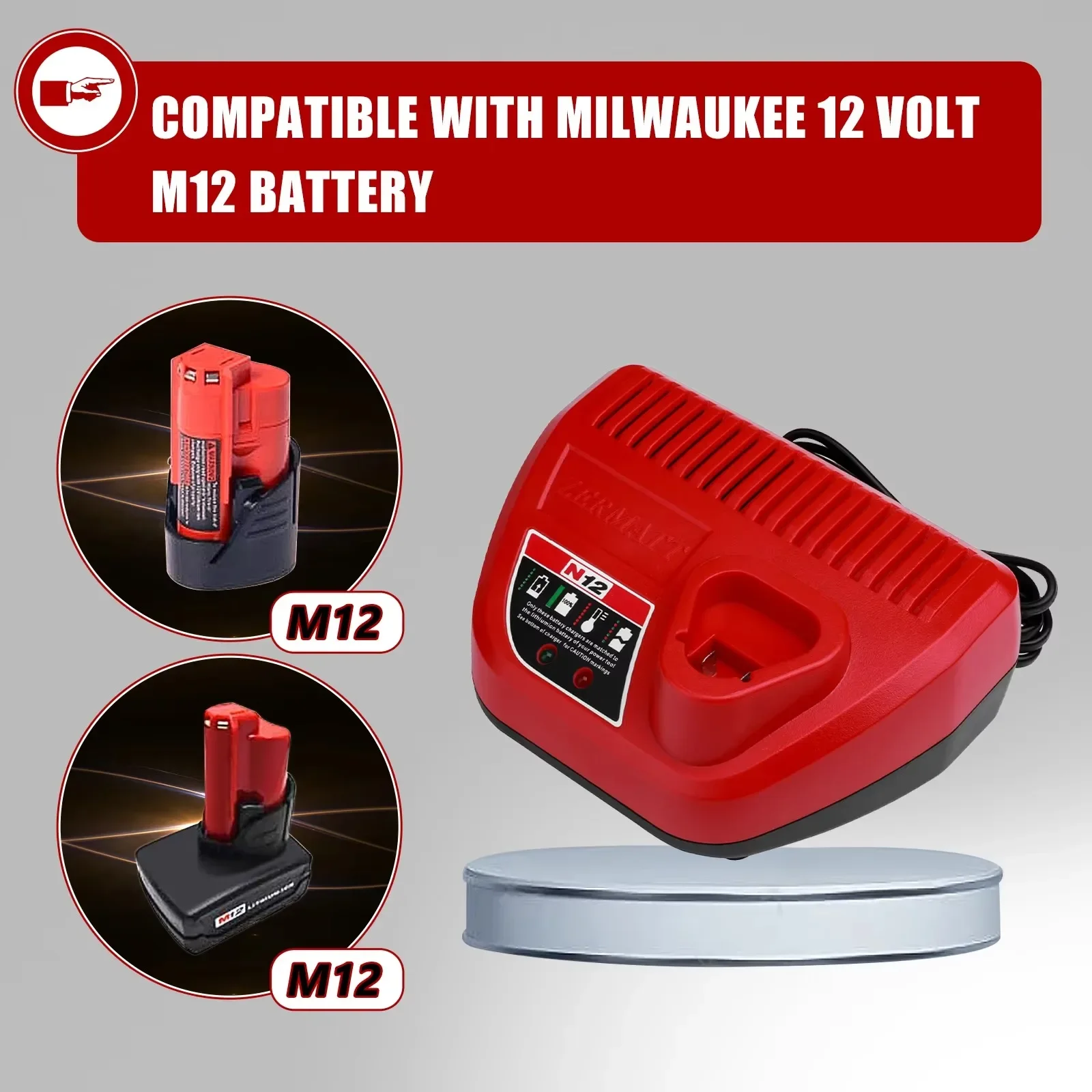 Newest for Milwaukee M12 10.8V 12V 3.0A Li-Ion Replacement Charger N12 48-59-2401 48-11-2402 Tools Lithium-Ion Battery Charger