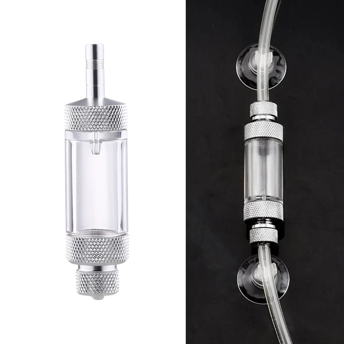 

Aquarium Co2 Bubble Counter Silver Non-Return Single Head Regulator Diffuser for Co2 Injection Rate Measurement
