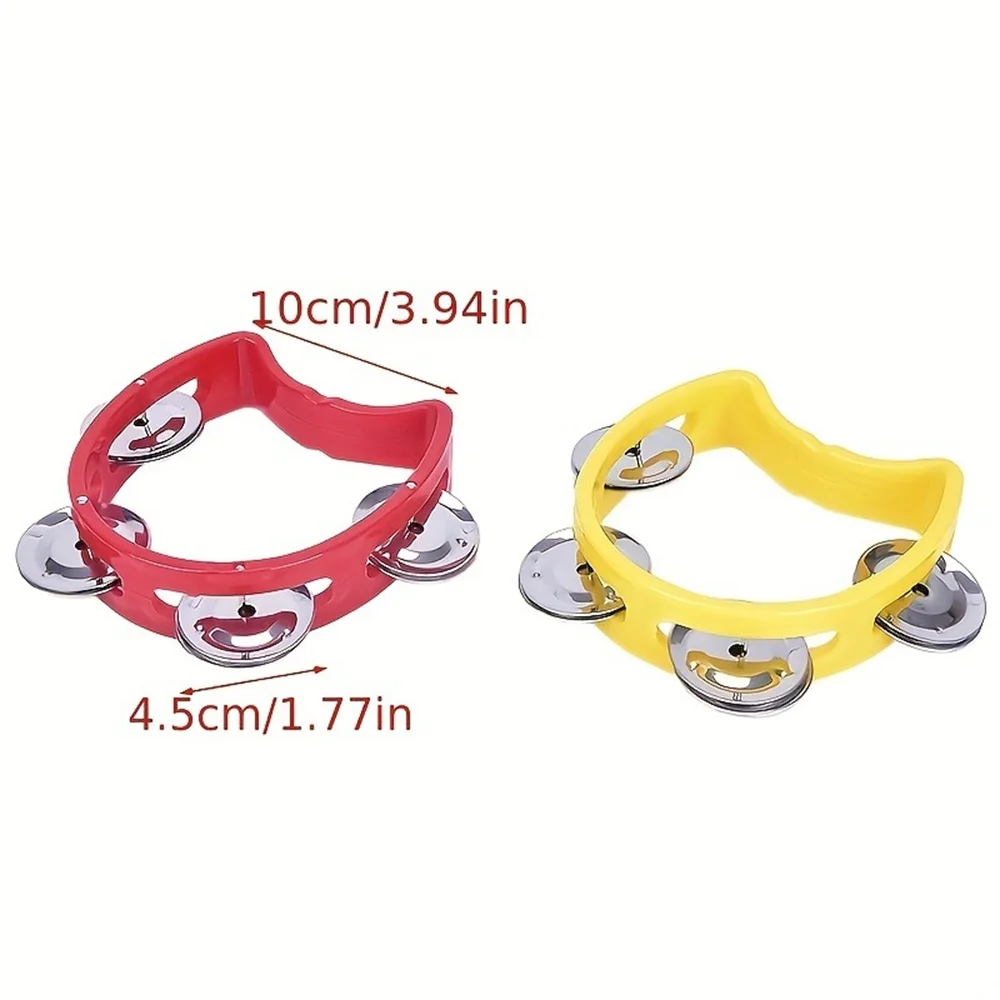 1pc Plastic Percussion Tambourine for Adults Hand Tambourine Musical Instrument 4 Bells on ABS Tambourine Musical Rhythm Instrum