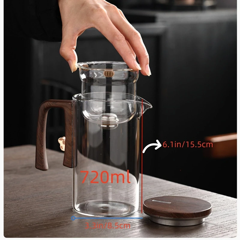 Magnetic Filtration Teapot - Automatic Tea Separation, Small Waist Design, Glass Teapot for Office Use-A14I