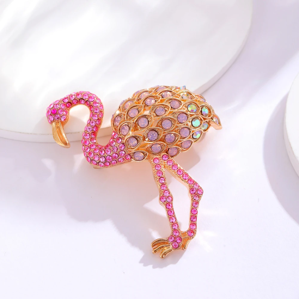 Trendy Pink Flamingo Brooches Unisex Women Men Rhinestone Bird Animal  Crystal Brooch Pins Jewelry Dress Coat Accessories