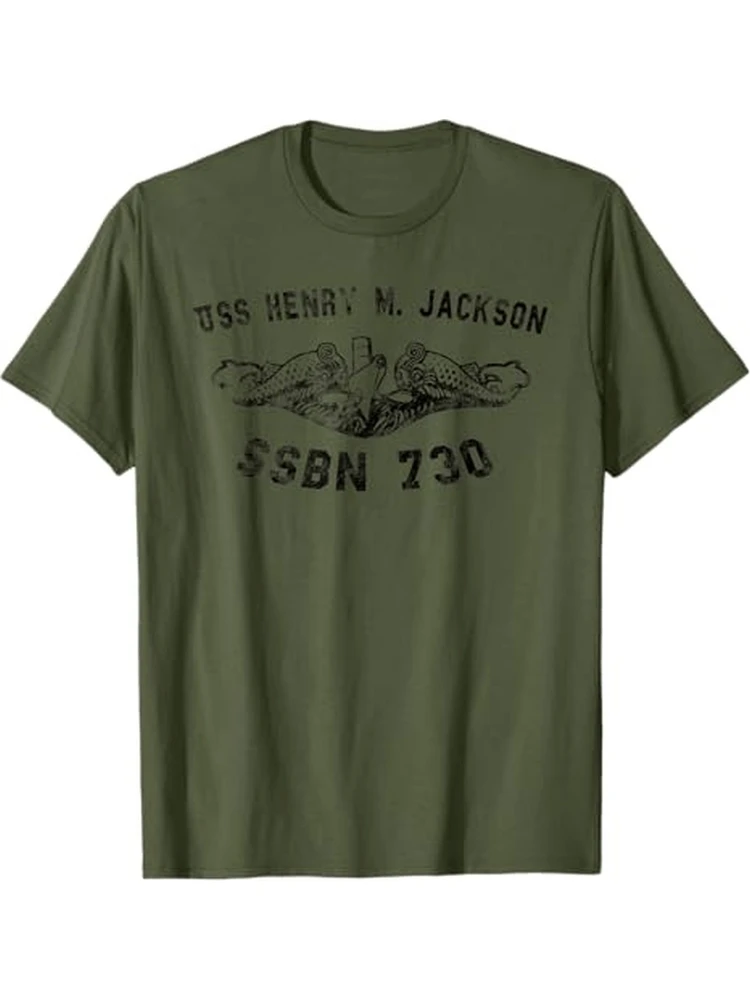 

USS Henry M.Jackson SSBN Submarine Badge design-100% cotton summer O-neck short sleeve casual printed men's T-shirt.