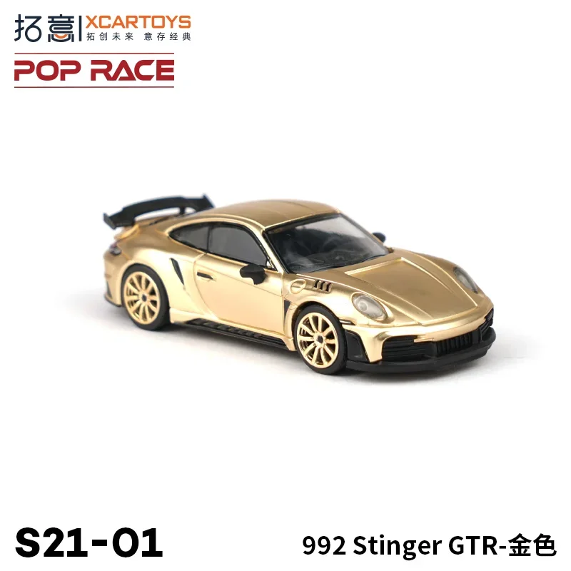 XCARTOYS 1/64 Porsche 992 Stinger GTR Sports car Gold Racing S21-01 alloy die cast car model, boys collection toy model.