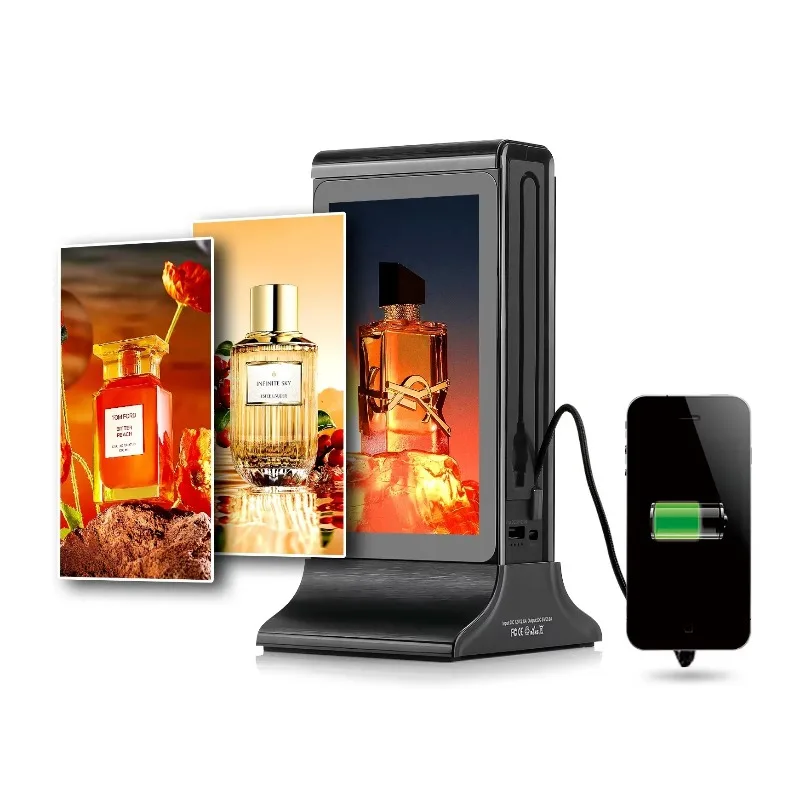 

New Arrivals 2025 Trending Electronics Products Wireless Mobile Cell Phone Charging Station Menu Table Ads Power Bank Restaurant