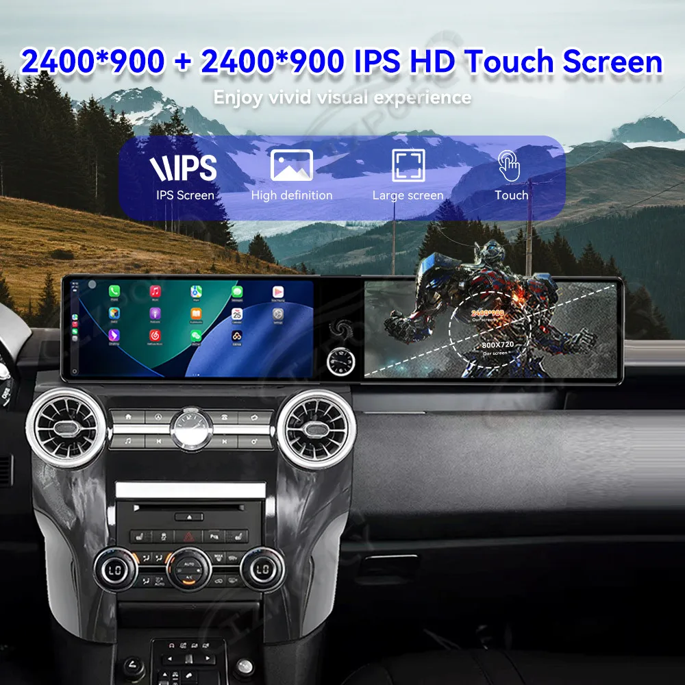 

Двойной 12,3-дюймовый автомобильный радиоприемник для Land Rover Discovery 4 2012-2016 Android 13 CarPlay GPS-навигатор Мультимедийный плеер Голова