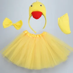 Children Kids Yellow White Animal Duck Animals  Headband Tail Skirt Party Props    Birthday Halloween Costume Cosplay