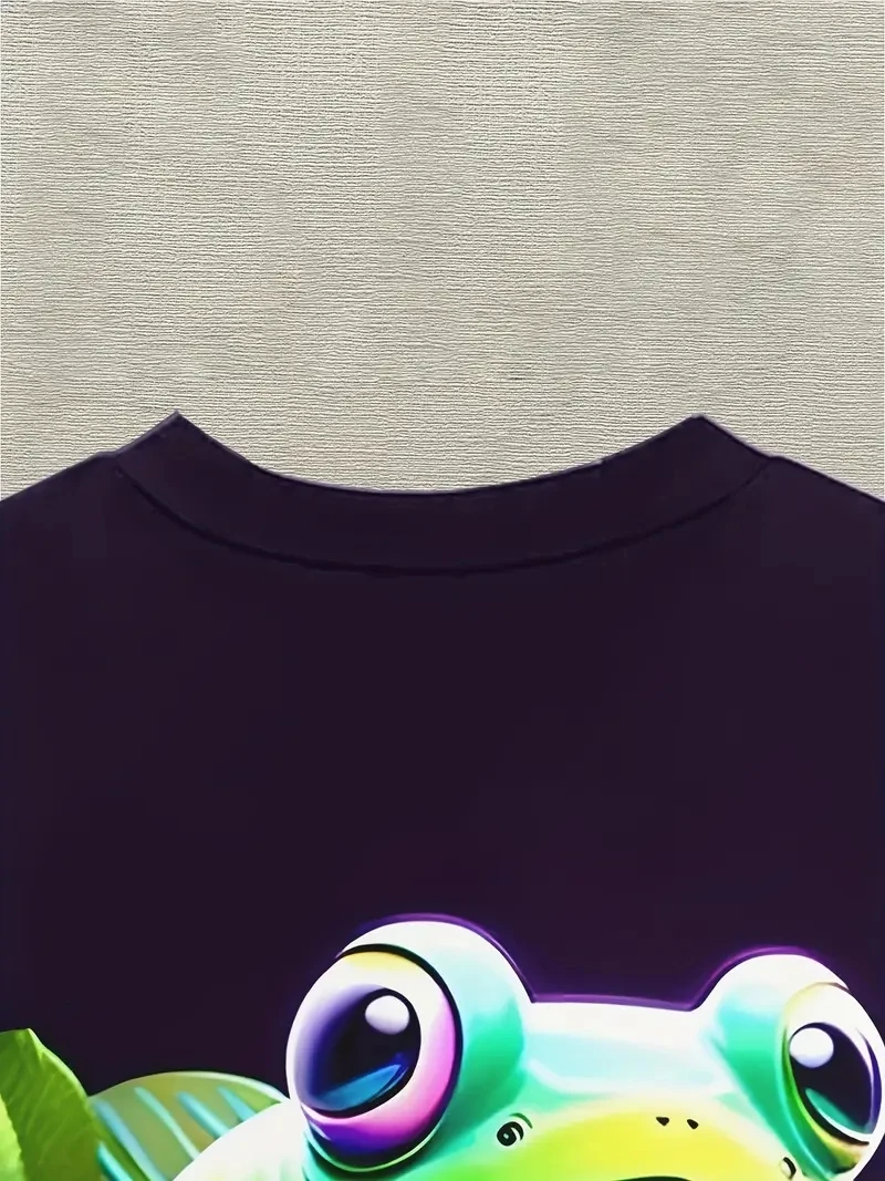 Camiseta masculina plus size com estampa de sapo 3D, solta e casual, macia, confortável e respirável, esportes ao ar livre