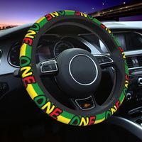 ONE LOVE Reggae Car Steering Wheel Cover 37-38 Soft Rasta Steering Wheel Cover Elastische Auto Decoration Car Accessories