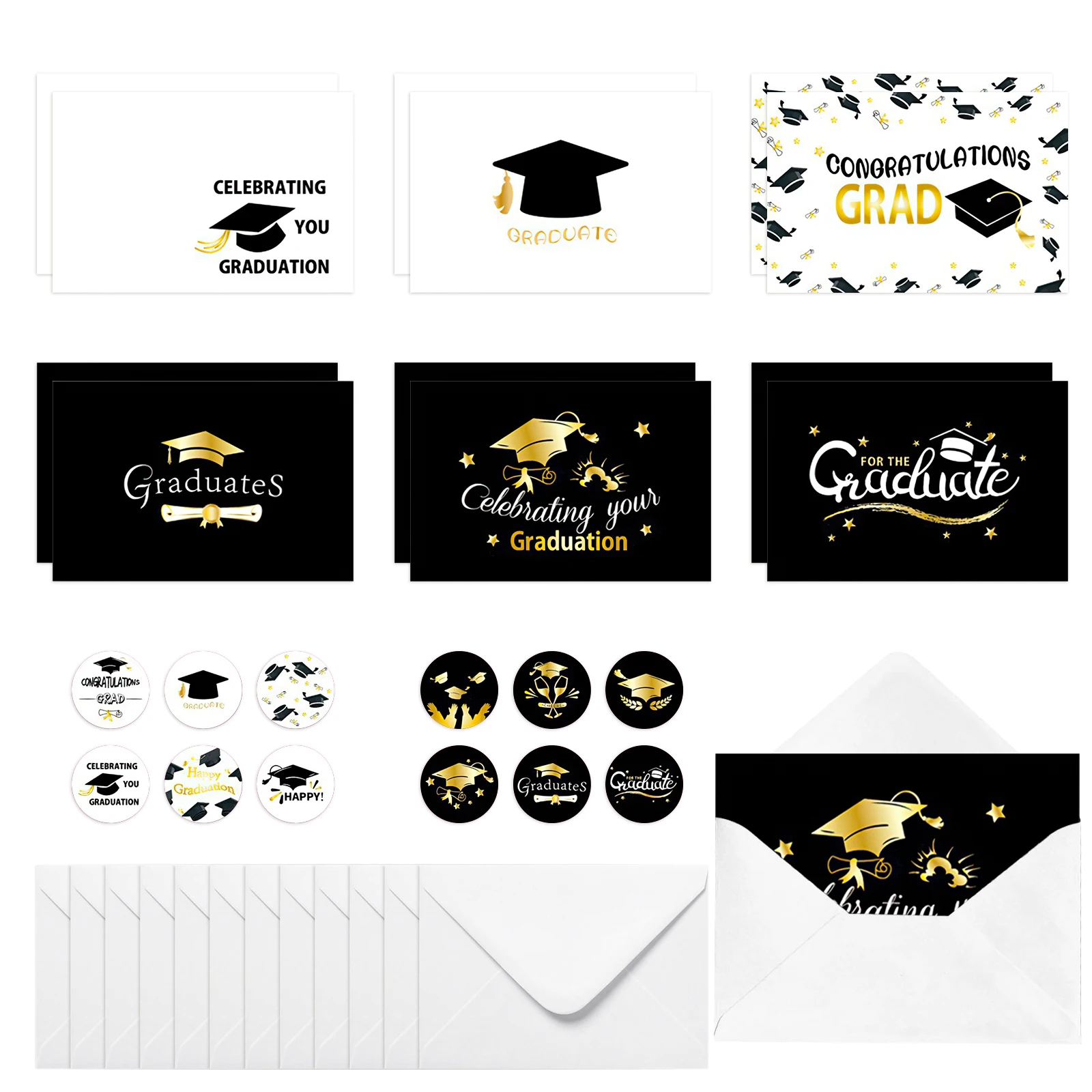 Graduation Cards, Blank Congratulations Cards with Envelopes, Congrats Cards Multipack for Party Gifts Supplies Presents Favours