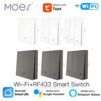 MOES WiFi Smart Push Button Wall Light Switch RF433 Transmitter Smart life Tuya App Remote Control Works with Alexa Google Home
