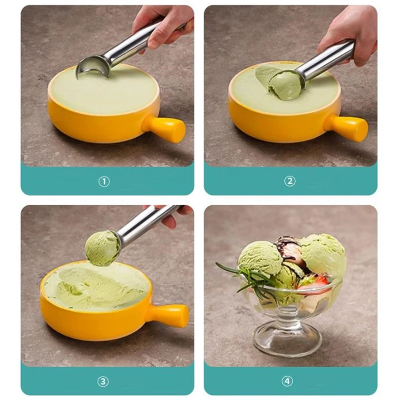 Stainless Silicone Ice Cream Spoon Portable Aluminum Alloy Anti-feeze Ice Maker Frozen Scoop Spoon For Home Kitchen Accessories