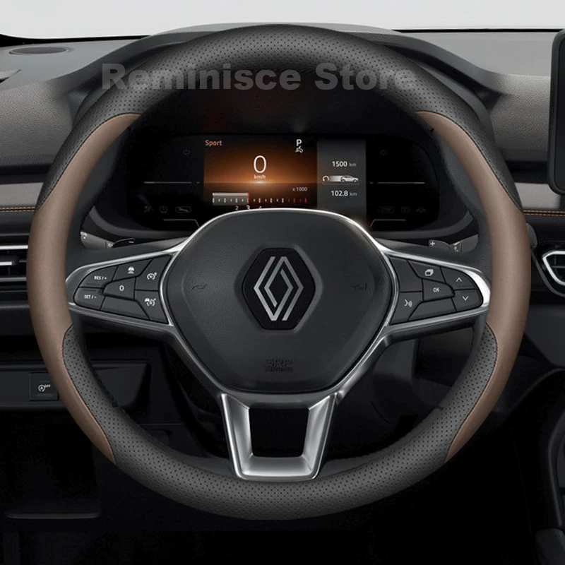 

Leather Car Steering Wheel Cover for Renault kardian 2025 2024 Sandero Auto Steering Wheel Cover Renault symbioz Accessories