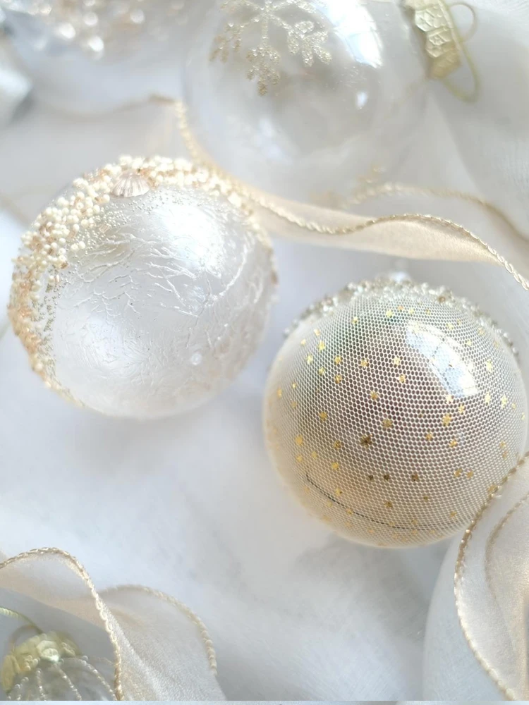 Champagne Gold Series Creative Christmas Balls, Snowflake Beads