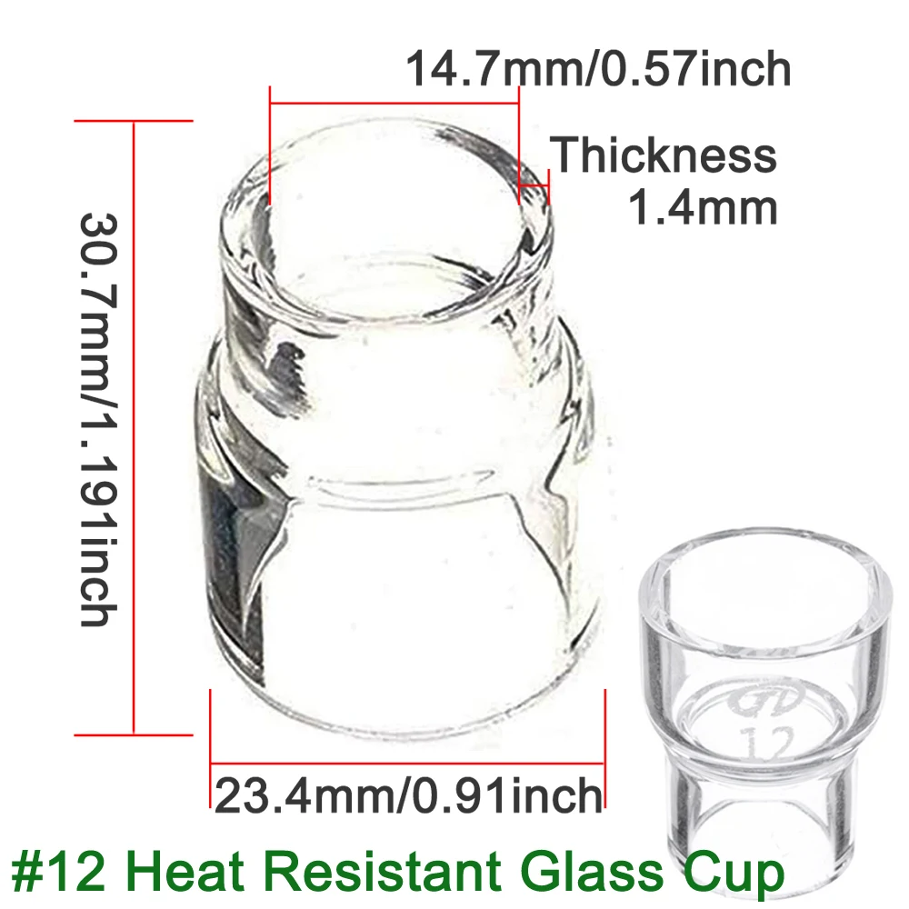 Imagem -02 - Kit Copo de Vidro Resistente ao Calor Pinças Stubby Corpo de Lente de Gás Tig Soldagem Tocha Wp-9 20 25 Mayitr Pcs 12