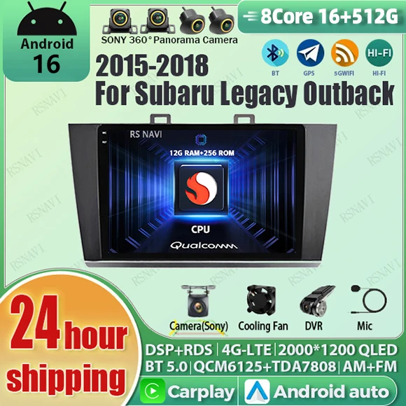 Android 16 Car Radio For Subaru Outback Legacy 2015 2016 2017 2018 Navigation Multimedia Player Stereo WiFi+4G Video 360 Camera