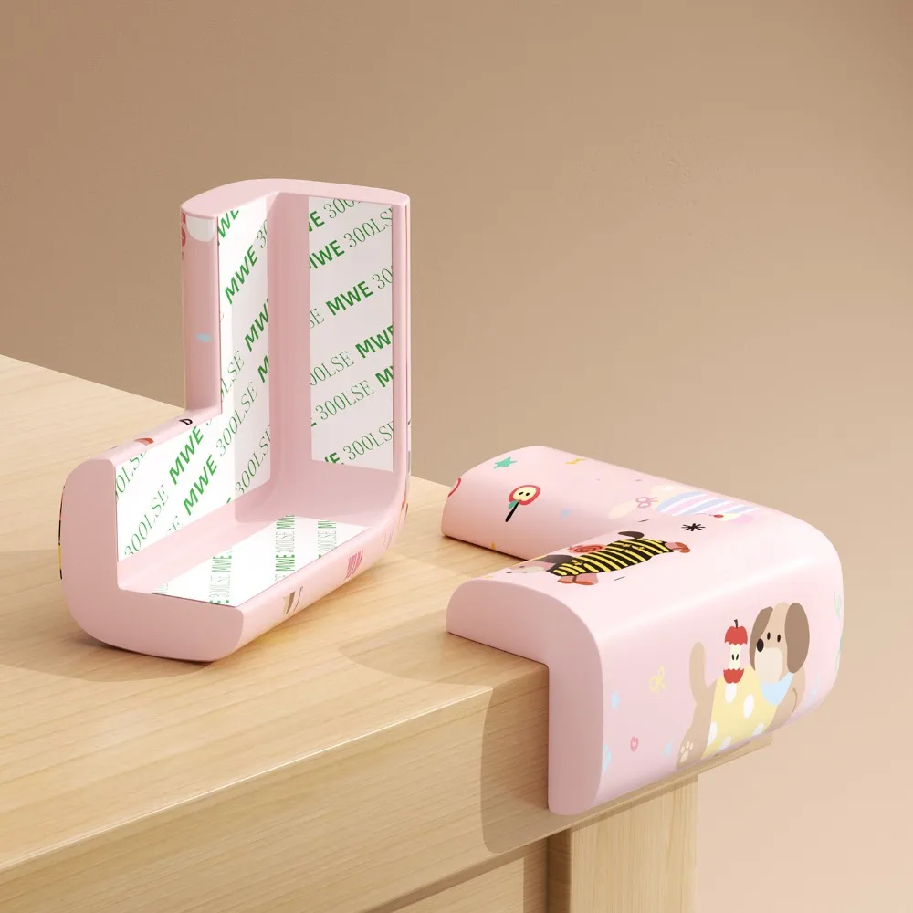 

4Pcs Cartoon Pattern Desk Edge Guard Corner Safety Self-adhesive Wall Corner Protector Thicken Soft Foam Bumper Children